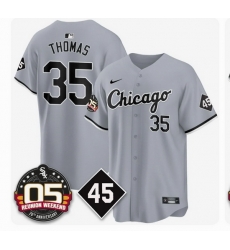 Men Nike Chicago White Sox 35 Frank Thomas Replica Grey Road 05 45 Patch Cool Base MLB Jersey Men Nike Chicago White Sox 35 Frank Thomas Replica Grey Road 05 45 Patch Cool Base MLB Jersey