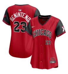 Women Chicago White Sox 23 Andrew Benintendi Red Black 2025 City Connect Limited Stitched Baseball Jersey Women Chicago White Sox 23 Andrew Benintendi Red Black 2025 City Connect Limited Stitched Baseball Jersey