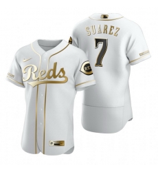 Cincinnati Reds 7 Eugenio Suarez White Nike Mens Authentic Golden Edition MLB Jersey Cincinnati Reds 7 Eugenio Suarez White Nike Mens Authentic Golden Edition MLB Jersey
