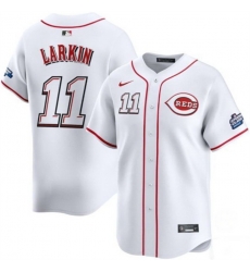 Men Cincinnati Reds 11 Barry Larkin White 2025 Speedway Classic Home Limited Stitched Baseball Jersey Men Cincinnati Reds 11 Barry Larkin White 2025 Speedway Classic Home Limited Stitched Baseball Jersey