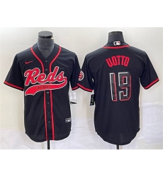 Men Cincinnati Reds 19 Joey Votto Black Cool Base Stitched Baseball Jersey Men Cincinnati Reds 19 Joey Votto Black Cool Base Stitched Baseball Jersey