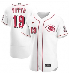 Men Cincinnati Reds 19 Joey Votto White Flex Base Stitched Jersey Men Cincinnati Reds 19 Joey Votto White Flex Base Stitched Jersey
