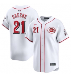 Men Cincinnati Reds 21 Hunter Greene White Home Limited Stitched Baseball Jersey Men Cincinnati Reds 21 Hunter Greene White Home Limited Stitched Baseball Jersey