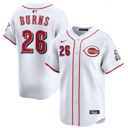 Men Cincinnati Reds 26 Chase Burns White Home Limited Stitched Baseball Jersey