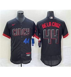 Men Cincinnati Reds 44 Elly De La Cruz Number Black 2023 City Connect Flex Base Stitched Baseball Jersey1 Men Cincinnati Reds 44 Elly De La Cruz Number Black 2023 City Connect Flex Base Stitched Baseball Jersey1