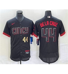 Men Cincinnati Reds 44 Elly De La Cruz Number Black 2023 City Connect Flex Base Stitched Baseball Jersey2 Men Cincinnati Reds 44 Elly De La Cruz Number Black 2023 City Connect Flex Base Stitched Baseball Jersey2