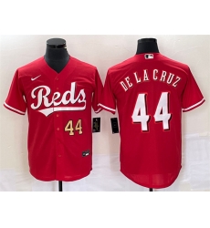 Men Cincinnati Reds 44 Elly De La Cruz Number Red Cool Base Stitched Baseball Jersey Men Cincinnati Reds 44 Elly De La Cruz Number Red Cool Base Stitched Baseball Jersey