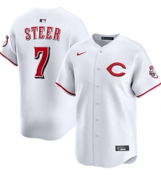 Men Cincinnati Reds 7 Spencer Steer White 2025 Home Limited Stitched Baseball Jersey Men Cincinnati Reds 7 Spencer Steer White 2025 Home Limited Stitched Baseball Jersey