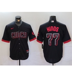 Men Cincinnati Reds 77 Rece Hinds Black 2023 City Connect Cool Base Stitched Baseball Jersey Men Cincinnati Reds 77 Rece Hinds Black 2023 City Connect Cool Base Stitched Baseball Jersey