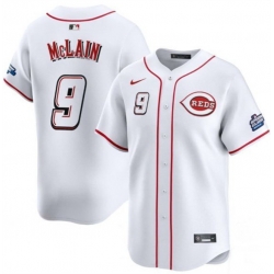 Men Cincinnati Reds 9 Matt McLain White 2025 Speedway Classic Home Limited Stitched Baseball Jersey