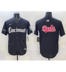 Men Cincinnati Reds Team Big Logo Black 27Gothic Queen City Edition 27 Vapor Premier Limited Stitched Baseball Jersey Men Cincinnati Reds Team Big Logo Black 27Gothic Queen City Edition 27 Vapor Premier Limited Stitched Baseball Jersey