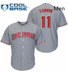 Mens Majestic Cincinnati Reds 11 Barry Larkin Replica Grey Road Cool Base MLB Jersey Mens Majestic Cincinnati Reds 11 Barry Larkin Replica Grey Road Cool Base MLB Jersey