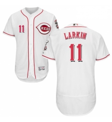 Mens Majestic Cincinnati Reds 11 Barry Larkin White Home Flex Base Authentic Collection MLB Jersey Mens Majestic Cincinnati Reds 11 Barry Larkin White Home Flex Base Authentic Collection MLB Jersey