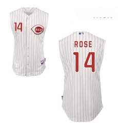 Mens Majestic Cincinnati Reds 14 Pete Rose Replica White Vest Style MLB Jersey Mens Majestic Cincinnati Reds 14 Pete Rose Replica White Vest Style MLB Jersey