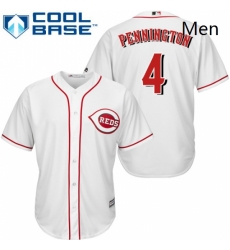 Mens Majestic Cincinnati Reds 4 Cliff Pennington Replica White Home Cool Base MLB Jersey Mens Majestic Cincinnati Reds 4 Cliff Pennington Replica White Home Cool Base MLB Jersey