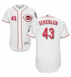 Mens Majestic Cincinnati Reds 43 Scott Schebler White Home Flex Base Authentic Collection MLB Jersey Mens Majestic Cincinnati Reds 43 Scott Schebler White Home Flex Base Authentic Collection MLB Jersey