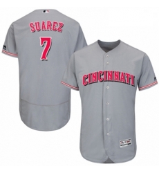 Mens Majestic Cincinnati Reds 7 Eugenio Suarez Grey Road Flex Base Authentic Collection MLB Jersey Mens Majestic Cincinnati Reds 7 Eugenio Suarez Grey Road Flex Base Authentic Collection MLB Jersey