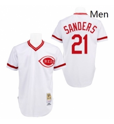 Mens Mitchell and Ness Cincinnati Reds 21 Reggie Sanders Authentic White Throwback MLB Jersey Mens Mitchell and Ness Cincinnati Reds 21 Reggie Sanders Authentic White Throwback MLB Jersey
