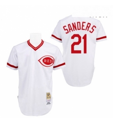 Mens Mitchell and Ness Cincinnati Reds 21 Reggie Sanders Replica White Throwback MLB Jersey Mens Mitchell and Ness Cincinnati Reds 21 Reggie Sanders Replica White Throwback MLB Jersey