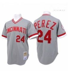 Mens Mitchell and Ness Cincinnati Reds 24 Tony Perez Authentic Grey Throwback MLB Jersey Mens Mitchell and Ness Cincinnati Reds 24 Tony Perez Authentic Grey Throwback MLB Jersey