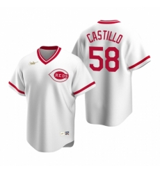 Mens Nike Cincinnati Reds 58 Luis Castillo White Cooperstown Collection Home Stitched Baseball Jersey