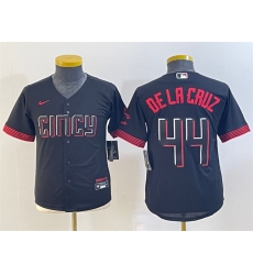 Women Cincinnati Reds 44 Elly De La Cruz Black 2023 City Connect Stitched Baseball Jersey Women Cincinnati Reds 44 Elly De La Cruz Black 2023 City Connect Stitched Baseball Jersey