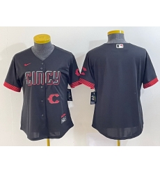 Women Cincinnati Reds Black 2023 City Connect With Patch Stitched Baseball Jersey Women Cincinnati Reds Black 2023 City Connect With Patch Stitched Baseball Jersey