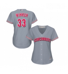 Womens Cincinnati Reds 33 Jesse Winker Replica Grey Road Cool Base Baseball Jersey Womens Cincinnati Reds 33 Jesse Winker Replica Grey Road Cool Base Baseball Jersey