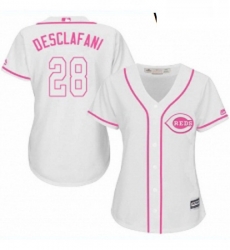 Womens Majestic Cincinnati Reds 28 Anthony DeSclafani Authentic White Fashion Cool Base MLB Jersey Womens Majestic Cincinnati Reds 28 Anthony DeSclafani Authentic White Fashion Cool Base MLB Jersey