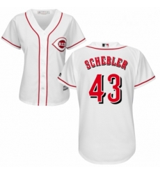 Womens Majestic Cincinnati Reds 43 Scott Schebler Replica White Home Cool Base MLB Jersey Womens Majestic Cincinnati Reds 43 Scott Schebler Replica White Home Cool Base MLB Jersey