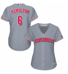 Womens Majestic Cincinnati Reds 6 Billy Hamilton Replica Grey Road Cool Base MLB Jersey Womens Majestic Cincinnati Reds 6 Billy Hamilton Replica Grey Road Cool Base MLB Jersey