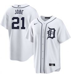 Men Detroit Tigers 21 Jackson Jobe White Cool Base Stitched Baseball Jersey