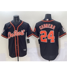Men Detroit Tigers 24 Miguel Cabrera Black With Patch Cool Base Stitched Baseball Jersey