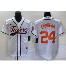 Men Detroit Tigers 24 Miguel Cabrera White Cool Base Stitched Baseball Jersey Men Detroit Tigers 24 Miguel Cabrera White Cool Base Stitched Baseball Jersey