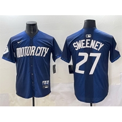 Men Detroit Tigers 27 Trey Sweeney 2024 Navy City Connect Cool Base Limited Stitched Jersey