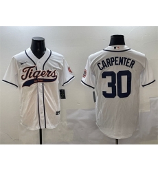 Men Detroit Tigers 30 Kerry Carpenter White With Patch Cool Base Stitched Baseball Jersey