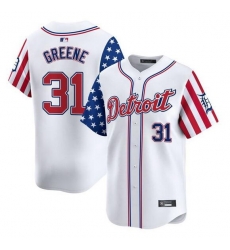 Men Detroit Tigers 31 Riley Greene White 2025 Independence Day Vapor Premier Limited Stitched Baseball Jersey