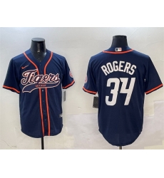 Men Detroit Tigers 34 Jake Rogers Navy With Patch Cool Base Stitched Baseball Jersey