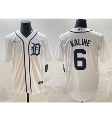 Men Detroit Tigers 6 Al Kaline White Cool Base Stitched Baseball Jersey