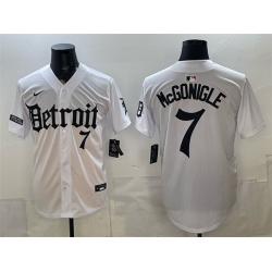 Men Detroit Tigers  7 Kevin McGonigle 2026 White  Motor Gothic Edition  Vapor Premier Limited Stitched Baseball Jersey