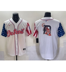 Men Detroit Tigers Team Big Logo White 2025 Memorial Day Vapor Premier Limited Stitched Baseball Jersey