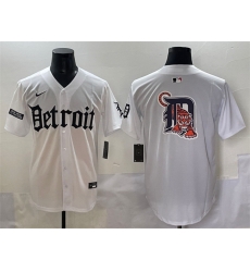 Men Detroit Tigers Team Big Logo White  27Motor Gothic Edition 27 Vapor Premier Limited Stitched Baseball Jersey