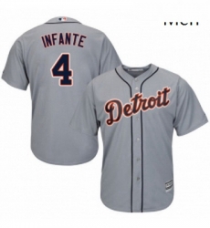 Mens Majestic Detroit Tigers 4 Omar Infante Replica Grey Road Cool Base MLB Jersey Mens Majestic Detroit Tigers 4 Omar Infante Replica Grey Road Cool Base MLB Jersey