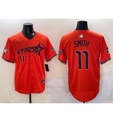 Men Houston Astros 11 Cam Smith Orange 2025 City Connect With Texas Patch Limited Stitched Baseball Jersey
