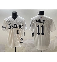 Men Houston Astros 11 Cam Smith White Gothic  27Houston Born Barrio Raised 27 Limited Stitched Baseball Jersey