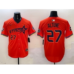 Men Houston Astros 27 Jose Altuve Orange 2025 City Connect With Texas Patch Limited Stitched Baseball Jersey