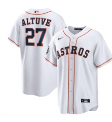 Men Houston Astros 27 Jose Altuve White 2022 World Series Home Stitched Baseball Jersey Men Houston Astros 27 Jose Altuve White 2022 World Series Home Stitched Baseball Jersey
