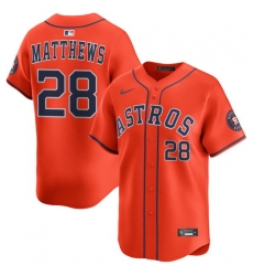 Men Houston Astros 28 Brice Matthews Orange 2025 Alternate Limited Stitched Baseball Jersey