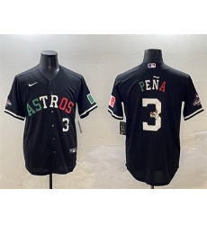 Men Houston Astros 3 Jeremy Pena Black Mexico With World Serise Champions Patch Cool Base Stitched Baseball Jersey