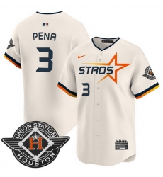 Men Houston Astros 3 Jeremy Pena Cream 2025 City Connect Limited Stitched Baseball Jersey Men Houston Astros 3 Jeremy Pena Cream 2025 City Connect Limited Stitched Baseball Jersey